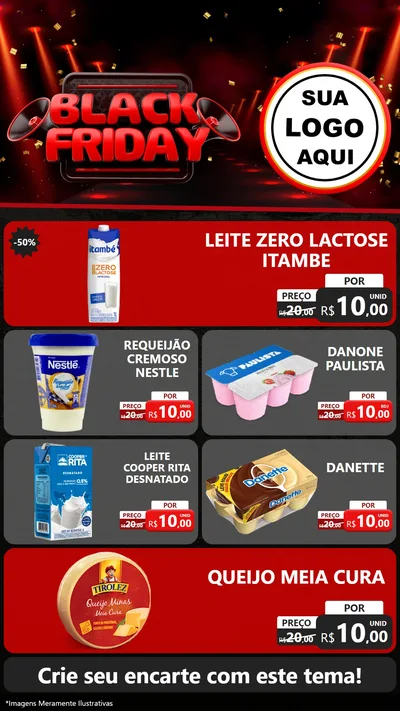 Modelo de TV para TV Vertical com o tema Black Friday para Frios e Laticínios