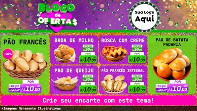 Modelo de TV para TV Horizontal com o tema Bloco de Ofertas para Padaria