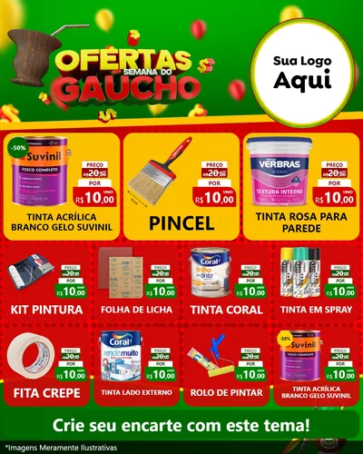 Modelo de Rede Social para Feed Instagram com o tema Ofertas Semana Do Gaúcho para Tintas e Ferramentas