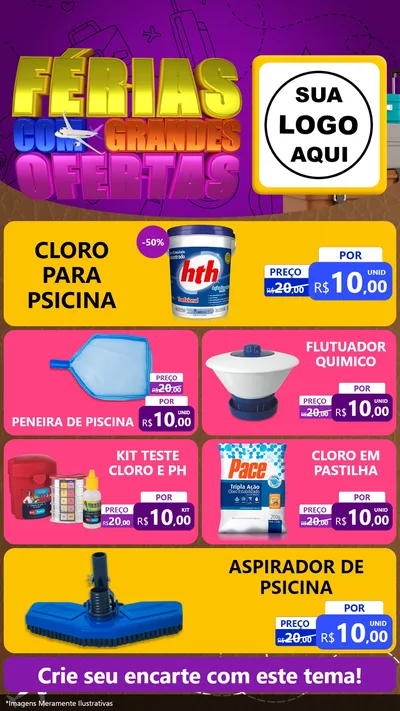 Modelo de TV para TV Vertical com o tema Férias com Grandes Ofertas para Produtos para Piscina