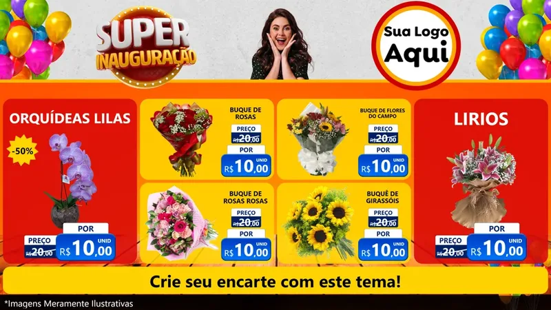 Modelo de TV para TV Horizontal com o tema Super Inauguração para Floricultura e jardim