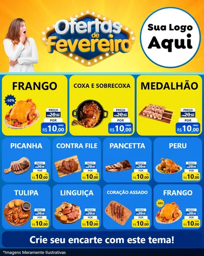 Modelo de Rede Social para Feed Instagram com o tema Ofertas de Fevereiro para Assados