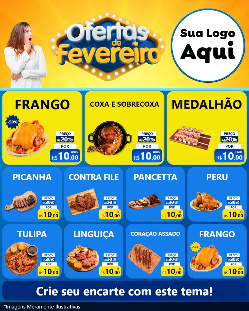 Modelo de Rede Social para Feed Instagram com o tema Ofertas de Fevereiro para Assados