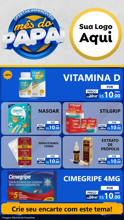Modelo de TV para TV Vertical com o tema Ofertas Imperdíveis Mês Do Papai para Farmácia