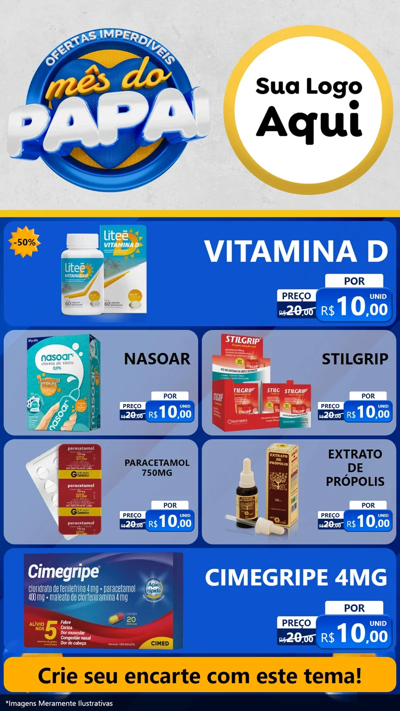 Modelo de TV para TV Vertical com o tema Ofertas Imperdíveis Mês Do Papai para Farmácia