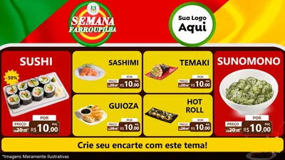 Modelo de TV para TV Horizontal com o tema Semana Farroupilha para Comida japonesa