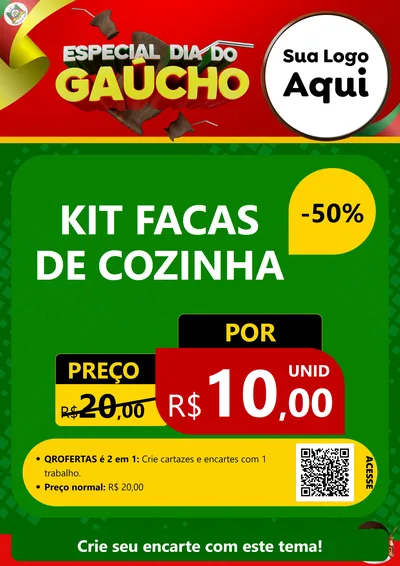 Modelo de Cartaz para Cartaz A4 Vertical com o tema Especial Dia do Gaúcho para Utilidades Domésticas