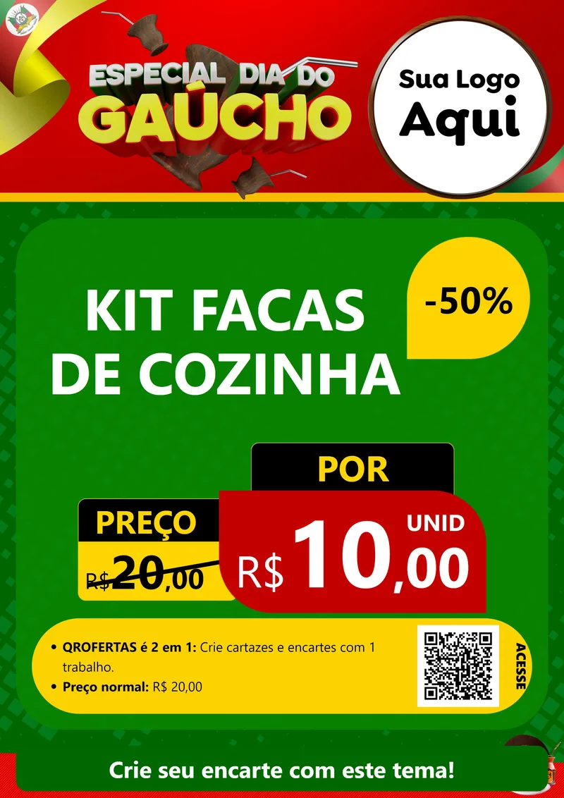 Modelo de Cartaz para Cartaz A4 Vertical com o tema Especial Dia do Gaúcho para Utilidades Domésticas
