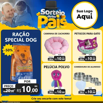 Modelo de Rede Social para Feed Facebook com o tema Sorteio Dia Dos Pais para Pet Shop