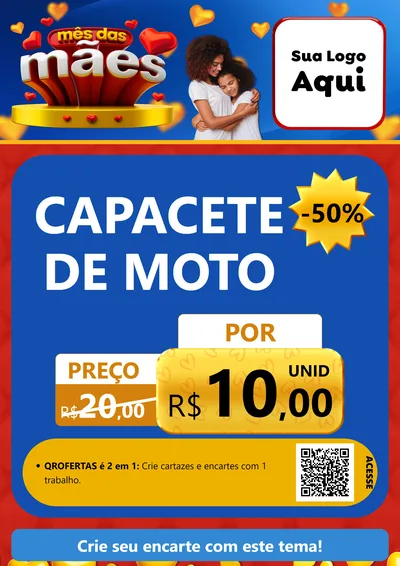 Modelo de Cartaz para Cartaz A4 Vertical com o tema Mês das Mães para Moto peças