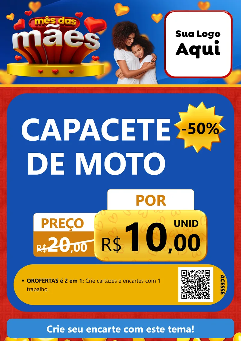 Modelo de Cartaz para Cartaz A4 Vertical com o tema Mês das Mães para Moto peças