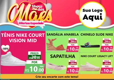 Modelo de Encarte para Encarte A4 Horizontal com o tema Show das Mães - Ofertas Especiais para Calçados