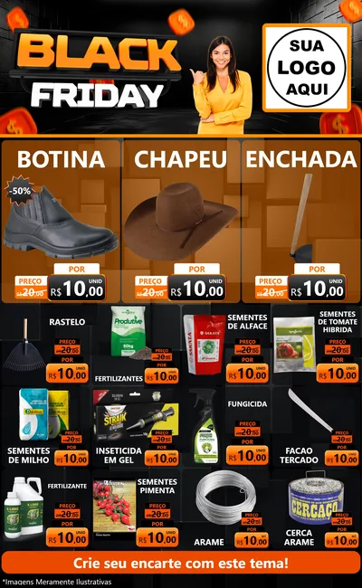 Modelo de Encarte para Encarte Grande com o tema Black Friday para Agropecuária