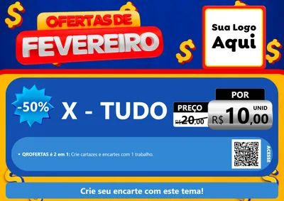 Modelo de Cartaz para Cartaz A4 Horizontal com o tema Ofertas de Fevereiro para Hamburgueria