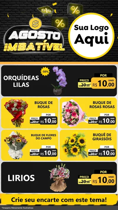 Modelo de TV para TV Vertical com o tema Agosto Imbatível para Floricultura e jardim