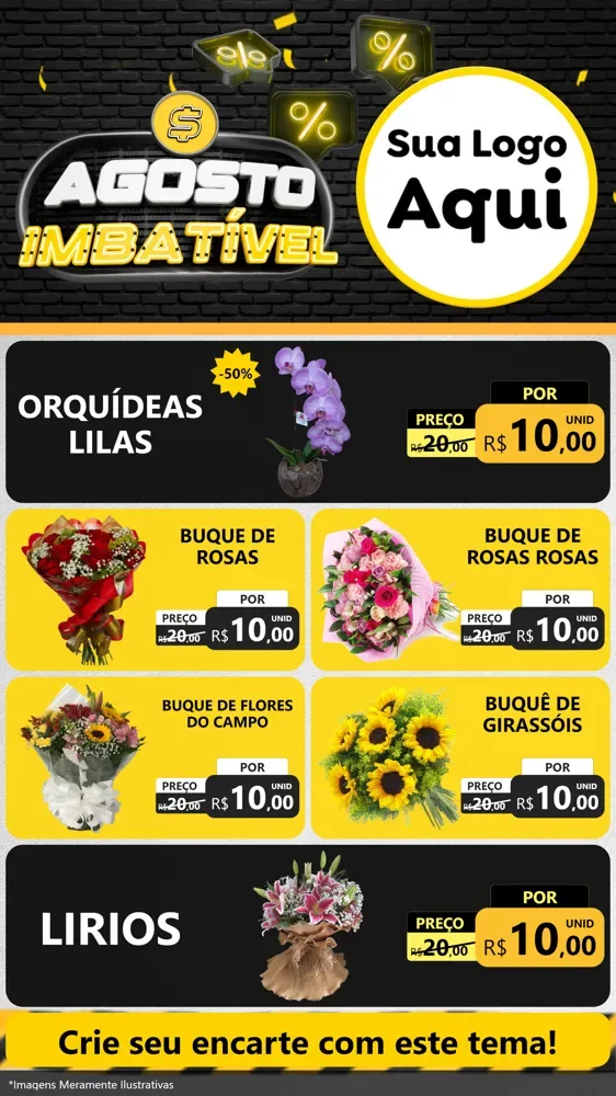 Modelo de TV para TV Vertical com o tema Agosto Imbatível para Floricultura e jardim