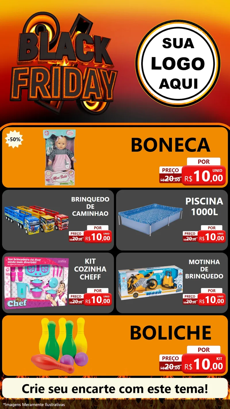 Modelo de TV para TV Vertical com o tema Black Friday para Brinquedos