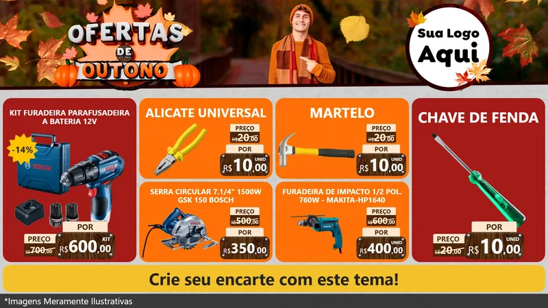 Modelo de TV para TV Horizontal com o tema Ofertas de Outono para Maquinas e Ferramentas