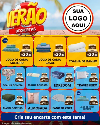 Modelo de Rede Social para Feed Instagram com o tema Verão de Ofertas para Cama, Mesa e Banho