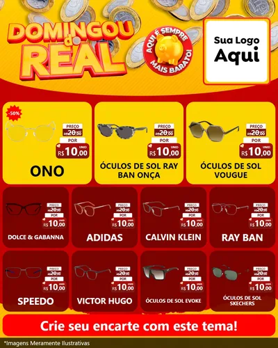 Modelo de Rede Social para Feed Instagram com o tema Domingou do Real para Óticas