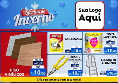 Modelo de Encarte para Encarte A4 Horizontal com o tema Ofertas de Inverno para Material para Construção