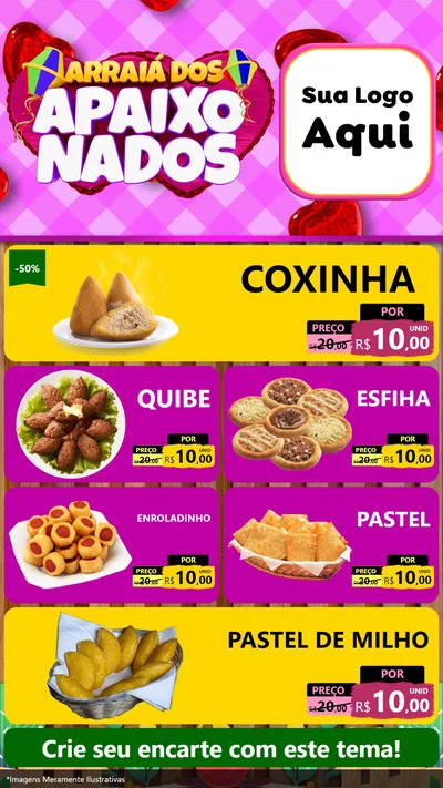 Modelo de TV para TV Vertical com o tema Arraiá dos Apaixonados para Salgadaria