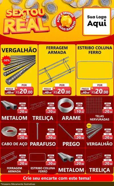 Modelo de Encarte para Encarte Grande com o tema Sextou do Real para Ferragens