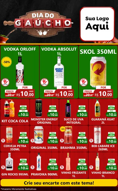 Modelo de Encarte para Encarte Grande com o tema Dia do Gaúcho para Distribuidora de bebidas