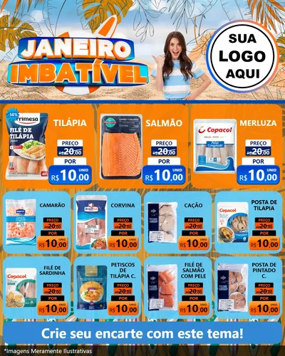 Modelo de Rede Social para Feed Instagram com o tema Janeiro Imbatível para Peixaria