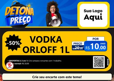 Modelo de Cartaz para Cartaz A4 Horizontal com o tema Detona Preços para Distribuidora de bebidas