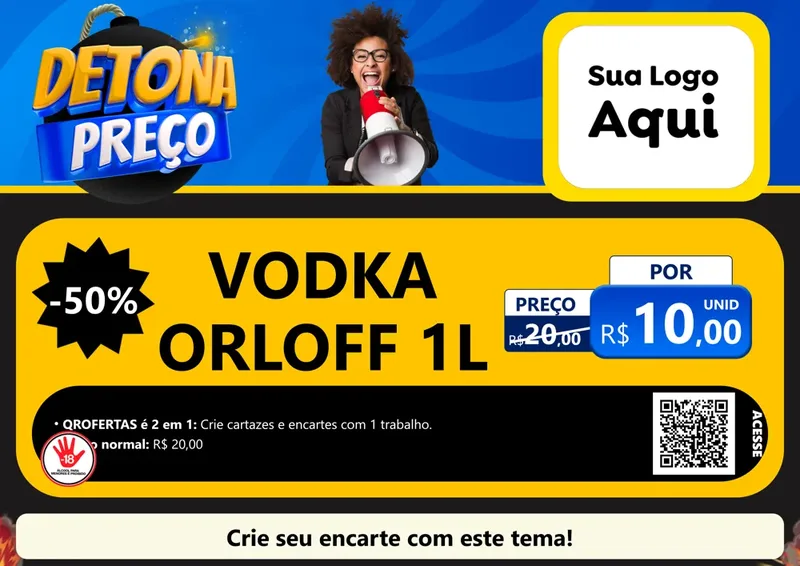 Modelo de Cartaz para Cartaz A4 Horizontal com o tema Detona Preços para Distribuidora de bebidas
