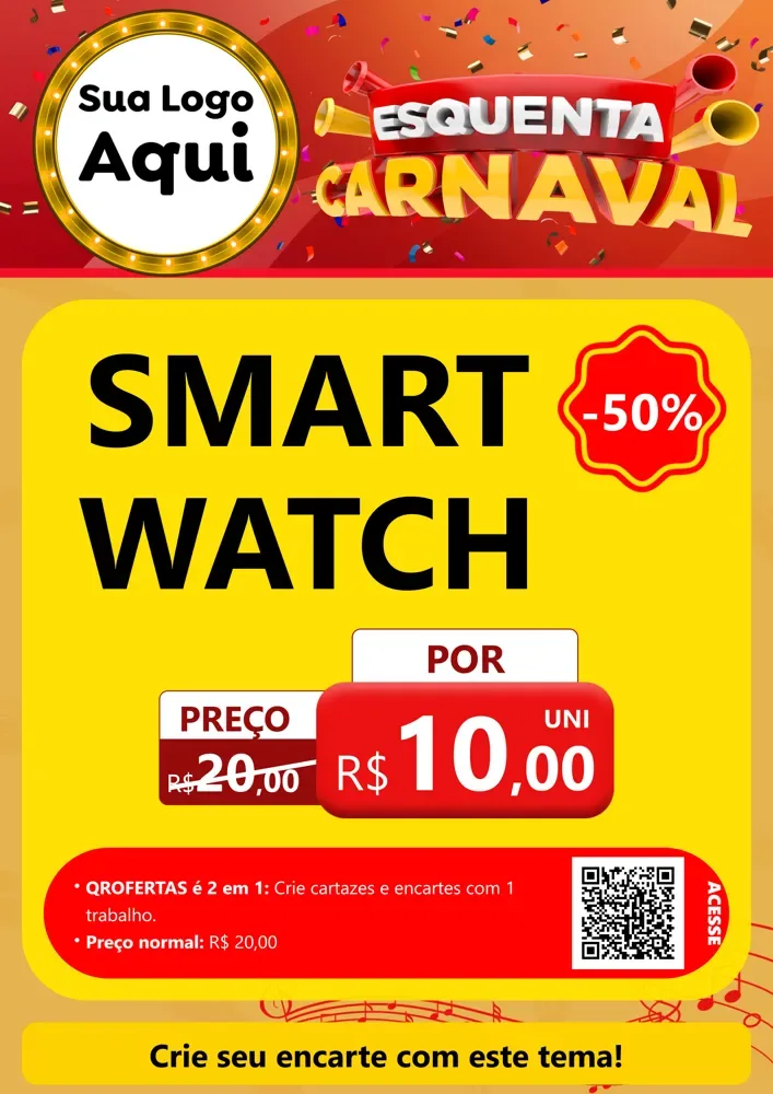 Modelo de Cartaz para Cartaz A4 Vertical com o tema Esquenta Carnaval para Informática