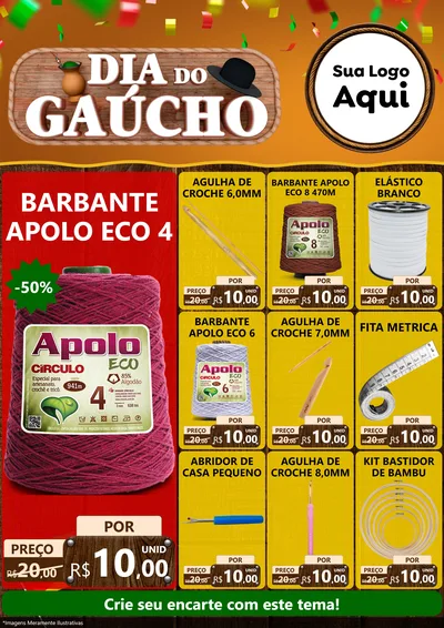 Modelo de Encarte para Encarte A4 Vertical com o tema Dia do Gaúcho para Armarinho e Aviamentos