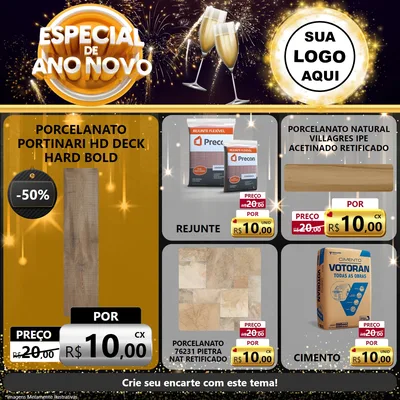 Modelo de Rede Social para Feed Facebook com o tema Especial de Ano Novo para Pisos e revestimentos