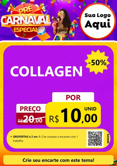 Modelo de Cartaz para Cartaz A4 Vertical com o tema Pré-Carnaval Especial para Suplementos alimentares