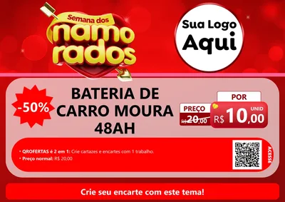 Modelo de Cartaz para Cartaz A4 Horizontal com o tema Semana dos namorados para Baterias Elétricas