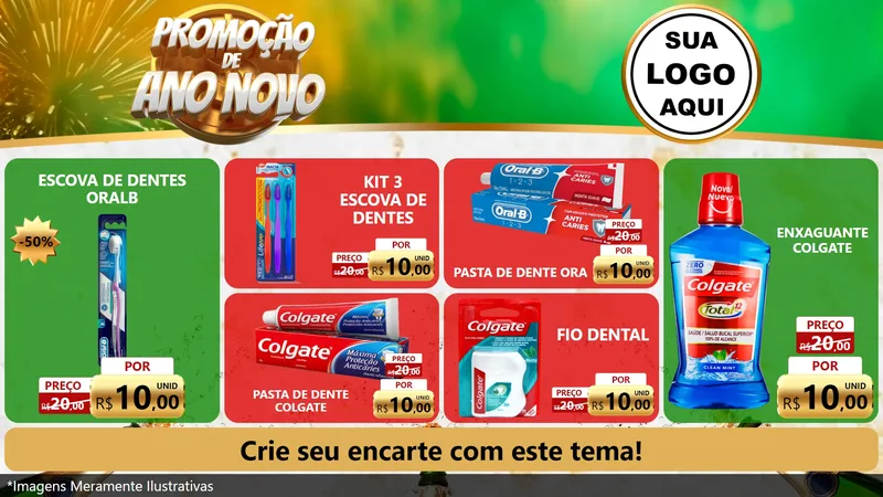 Modelo de TV para TV Horizontal com o tema Promoção de Ano Novo para Higiene Pessoal