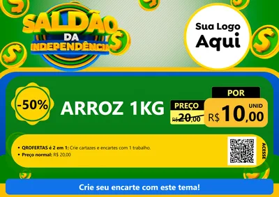 Modelo de Cartaz para Cartaz A4 Horizontal com o tema Saldão da Indepêndencia para Supermercado