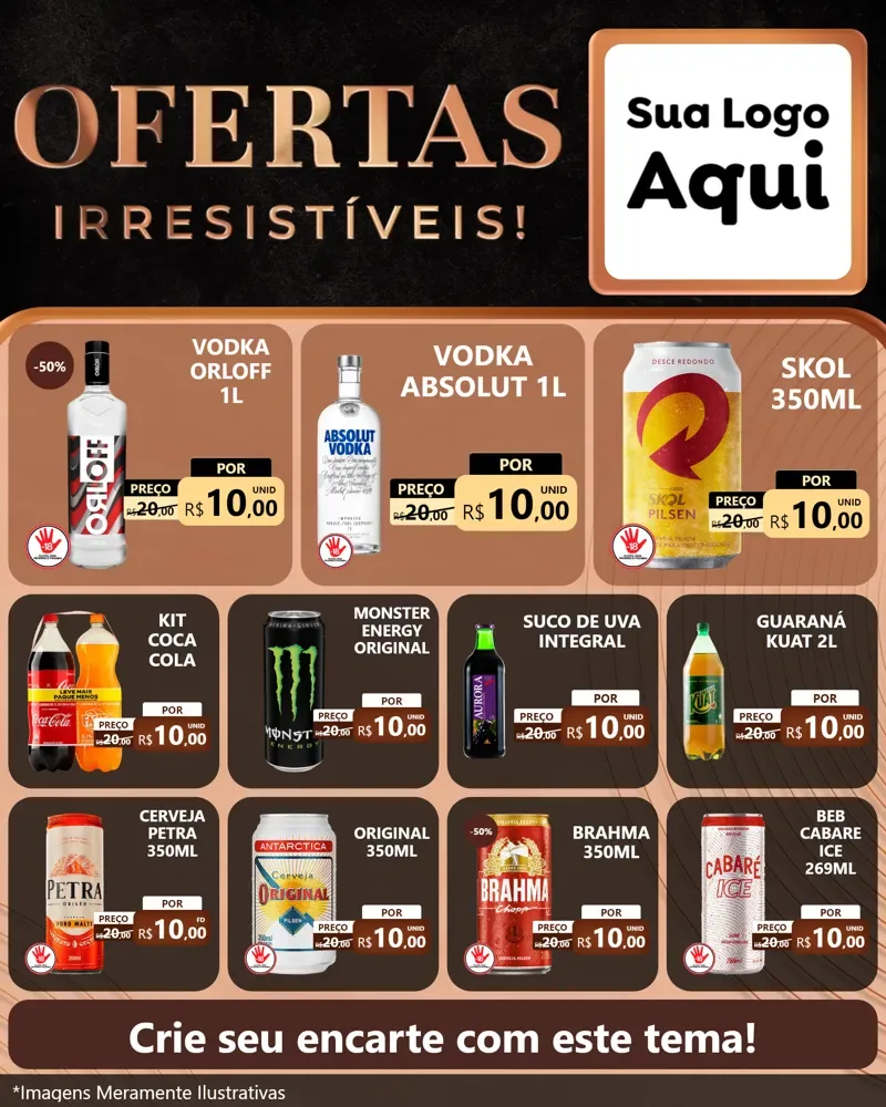 Modelo de Rede Social para Feed Instagram com o tema Ofertas Irresistíveis! para Distribuidora de bebidas