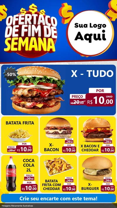 Modelo de Rede Social para Stories com o tema Ofertaço de Fim de Semana para Hamburgueria