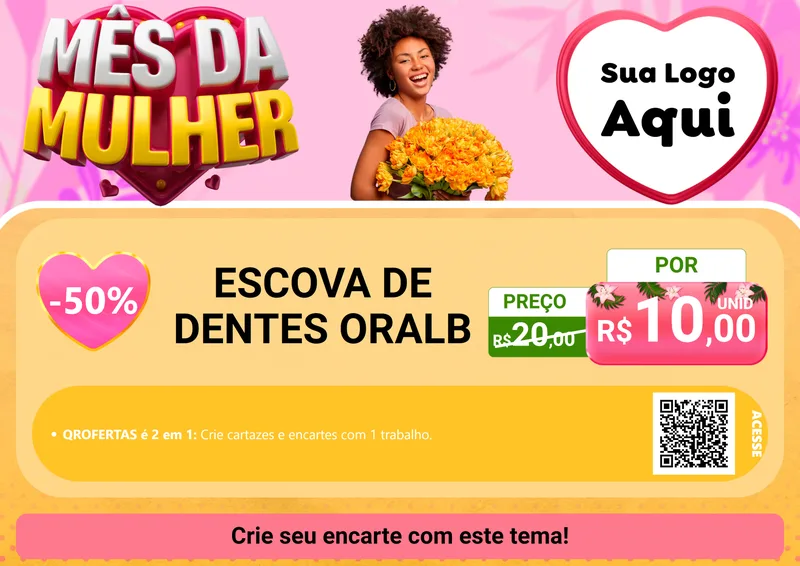 Modelo de Cartaz para Cartaz A4 Horizontal com o tema Mês da Mulher para Higiene Pessoal