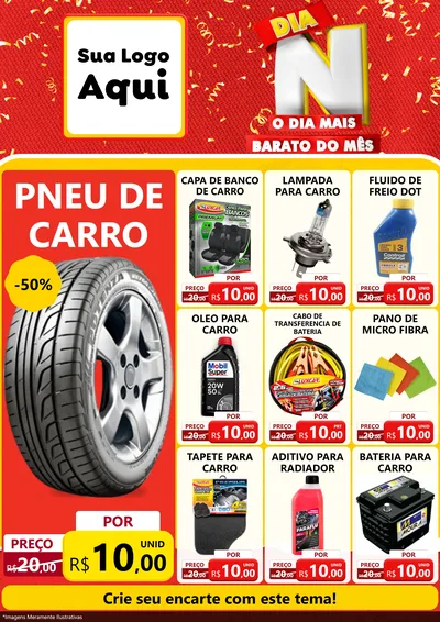 Modelo de Encarte para Encarte A4 Vertical com o tema Dia N o Dia Mais Barato do Mês para Auto peças