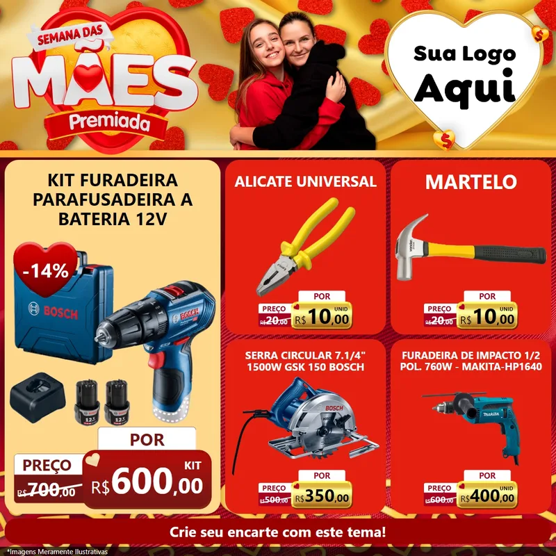 Modelo de Rede Social para Feed Facebook com o tema Semana das Mães Premiada para Maquinas e Ferramentas