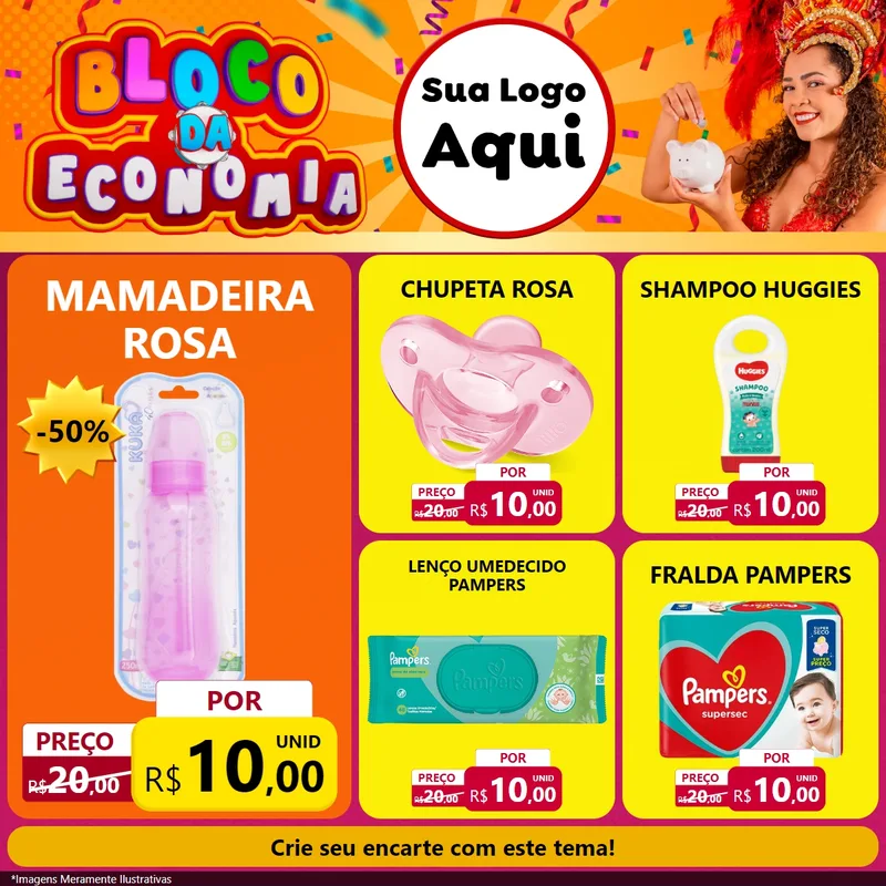 Modelo de Rede Social para Feed Facebook com o tema Bloco da Economia para Bebês