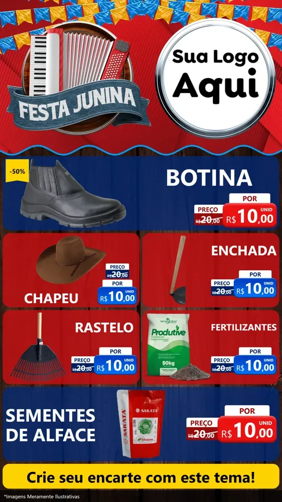 Modelo de TV para TV Vertical com o tema Festa Junina para Agropecuária
