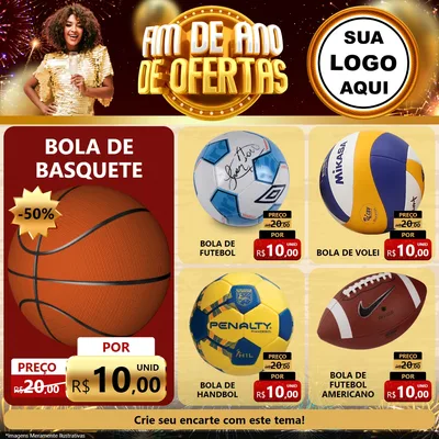 Modelo de Rede Social para Feed Facebook com o tema Fim de Ano de Ofertas para Artigos Esportivos