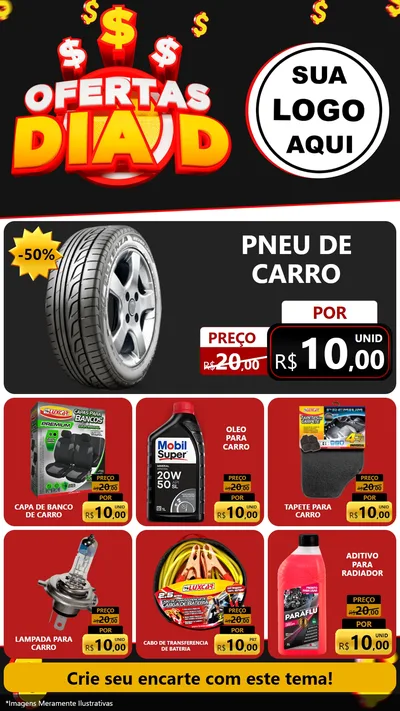 Modelo de Rede Social para Stories com o tema Ofertas Dia D para Auto peças