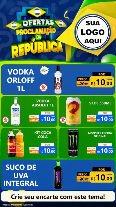 Modelo de TV para TV Vertical com o tema Ofertas Proclamação da República para Distribuidora de bebidas