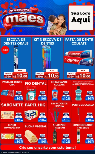Modelo de Encarte para Encarte Grande com o tema Promoção das Mães para Higiene Pessoal