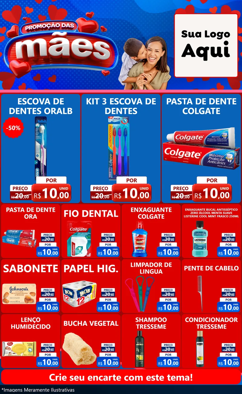 Modelo de Encarte para Encarte Grande com o tema Promoção das Mães para Higiene Pessoal